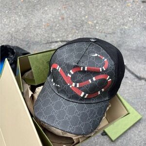 Gucci Black and Red Snake Print Men's Bag